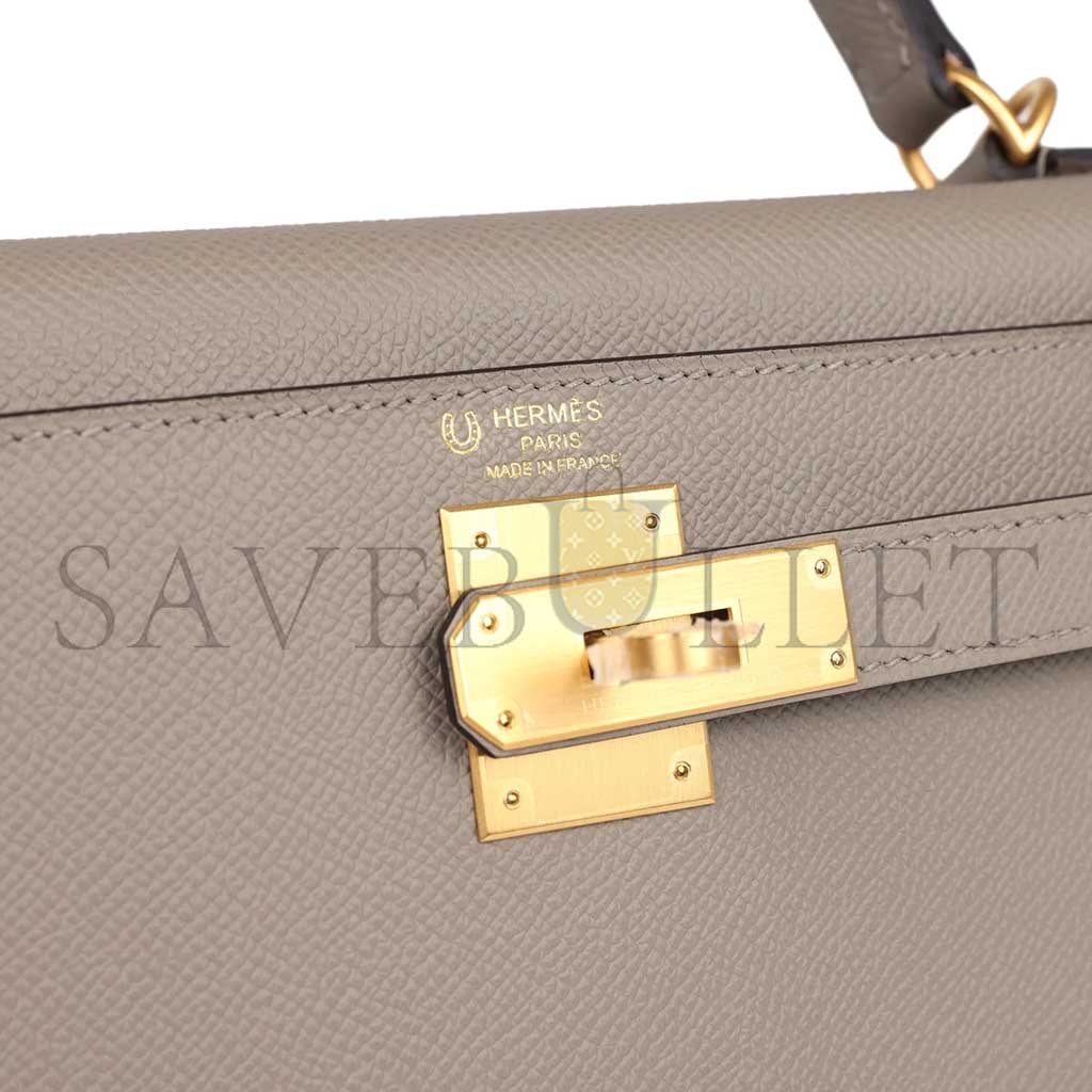 H**mes kelly sellier 28 gris asphalte verso epsom brushed gold hardware (28*22*10cm)